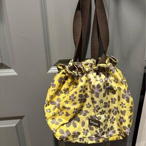 Thirty-One Gifts Thermal Lunch Tote Bag Yellow Floral Drawstring Top